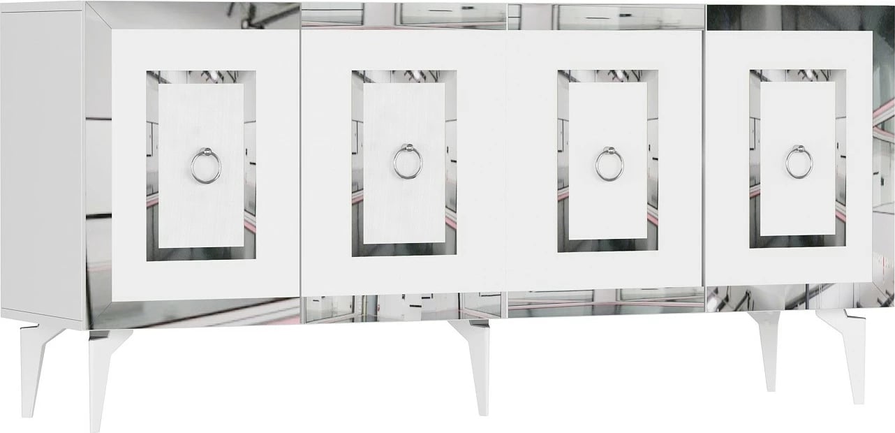 Konsol Skye Decor, e bardhë, argjend