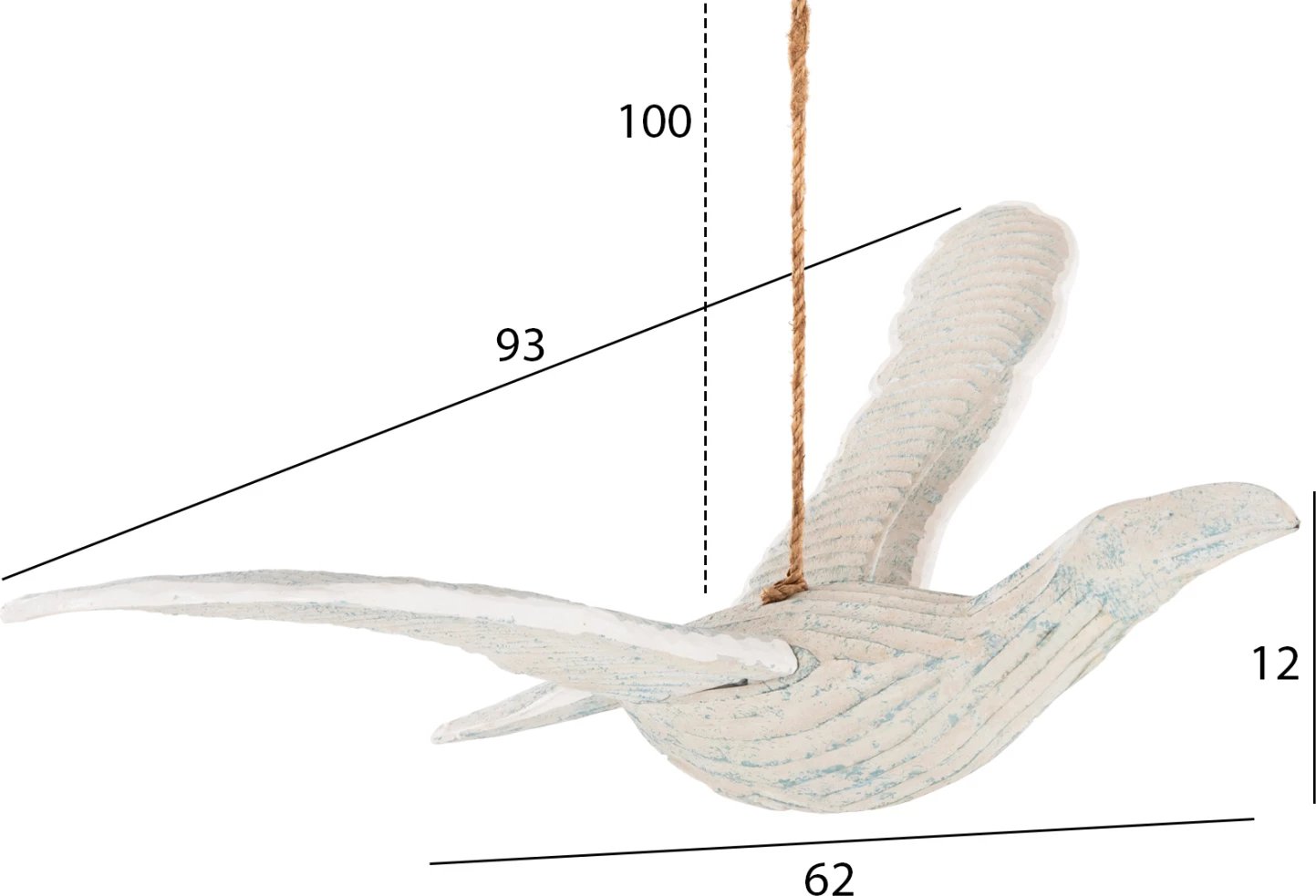 Dekor varëse pulëbardhë, FH4302, dru Albasia, ngjyrë blu, 93x62x12-100H cm