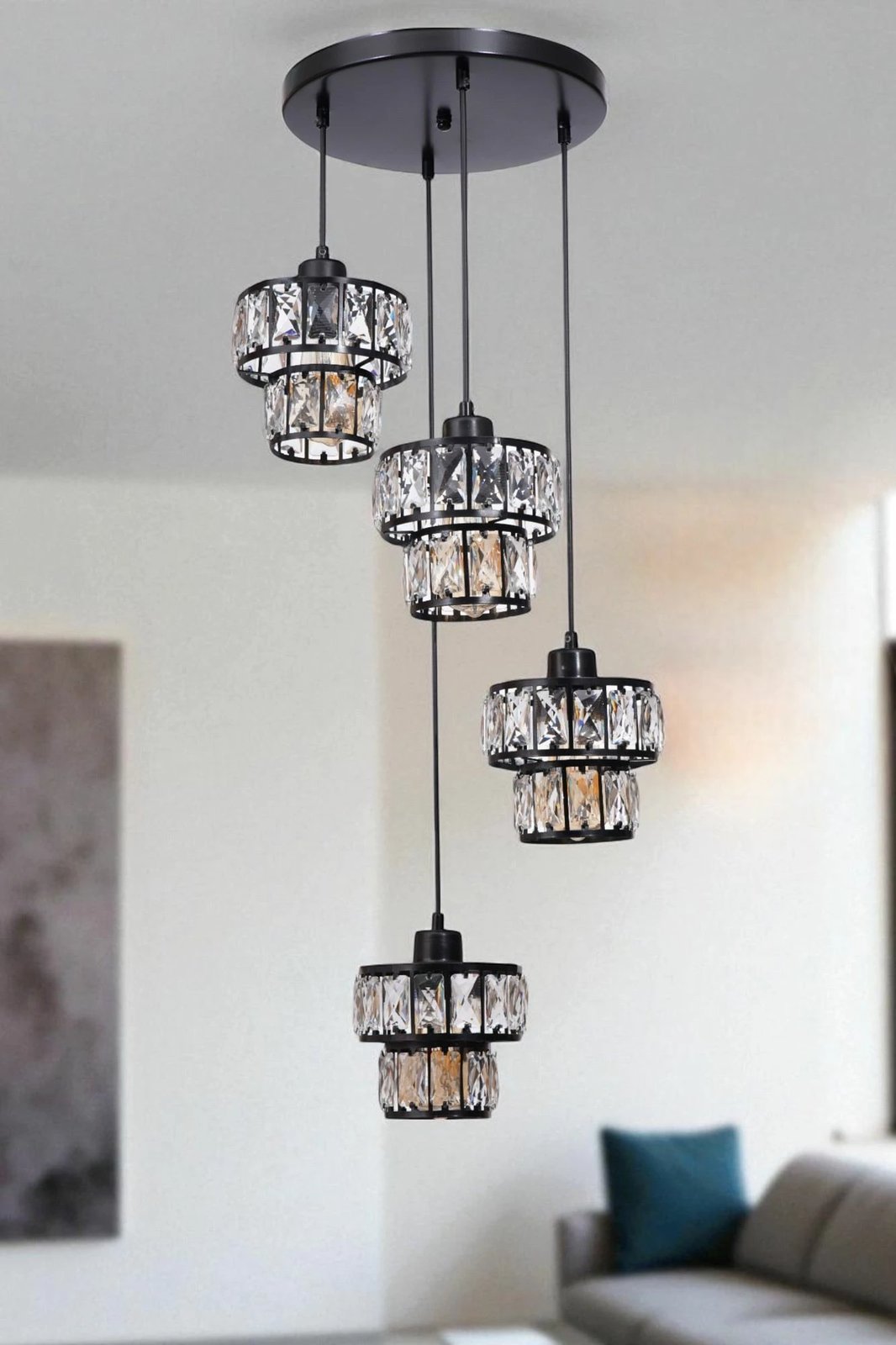 Llambadar Opviq, 9038-4, metal e xham, ngjyrë e zezë