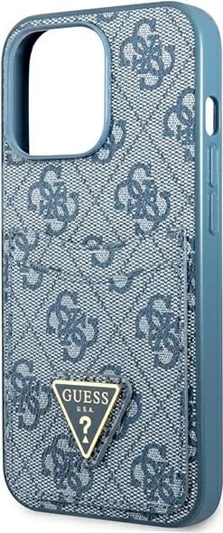 Mbështjellës Guess 4G Triangle Logo me xhepa për kartela, për iPhone 13/13 Pro, Blu