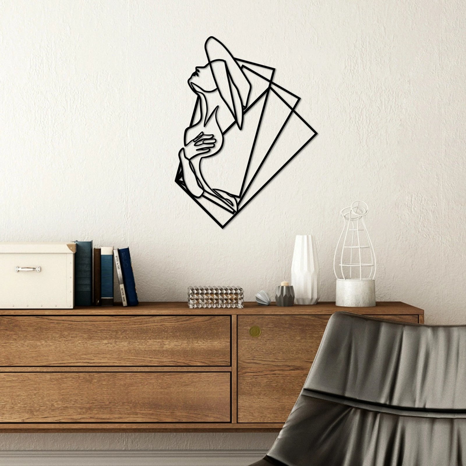 Aksesor dekorativ metalik për mur, Wallity, grua 1 - M