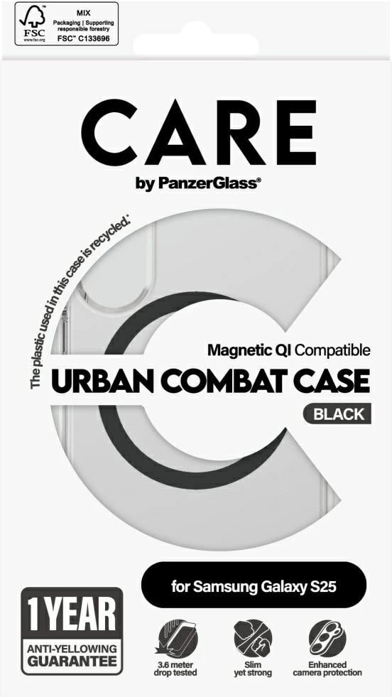 Mbështjellës PanzerGlass CARE Urban Combat për Samsung Galaxy S25, Transparent