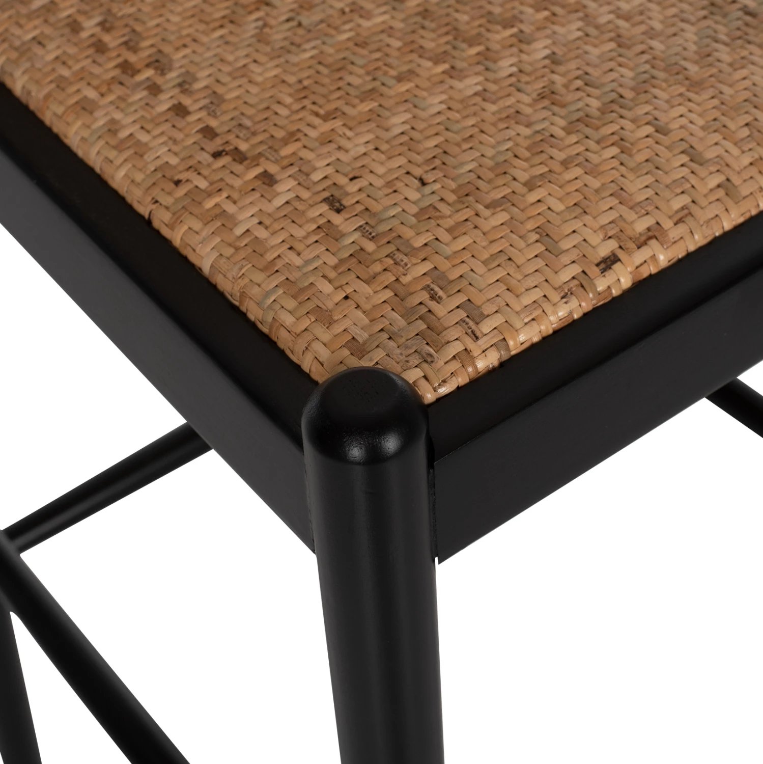 Karrige për bar, dru ahu, ratan natyral, ngjyrë e zezë dhe bezhë, 46x48x94H cm, FH9408.02