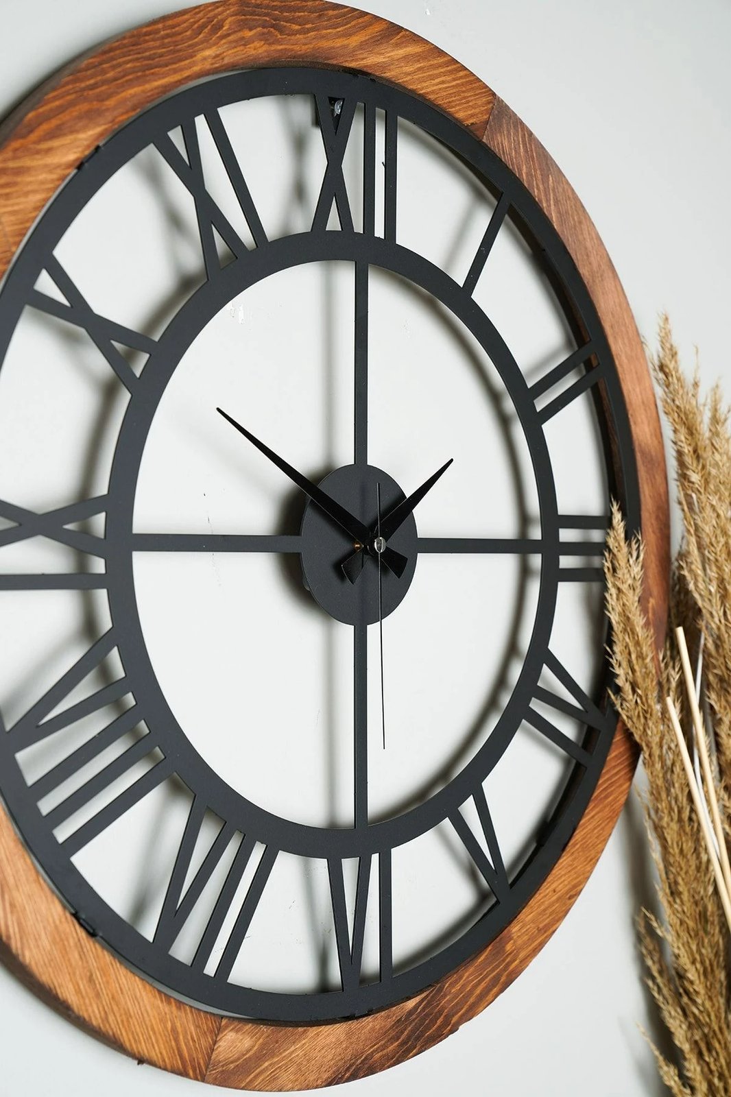 Orë muri dekorative prej metali, Wallity, Myk1195-10, ngjyrë arrë dhe e zezë