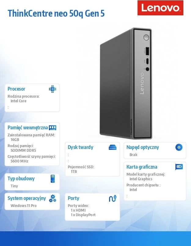 Kompjuter, Lenovo, ThinkCentre neo 50q Gen 5 13B9001APB, Intel Core 7 240H, 16GB RAM, 1TB SSD, Windows 11 Pro, i zi/argjend, set me maus dhe tastierë