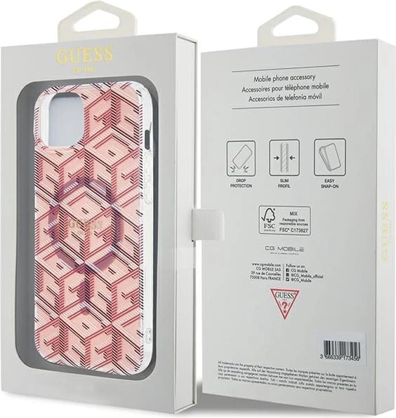 Mbështjellës Guess IML GCube MagSafe për iPhone 15/14/13, Rozë Mbështjellës Guess IML GCube MagSafe për iPhone 15/14/13, Rozë