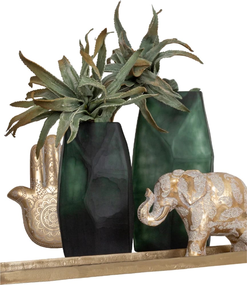 Dekor muror Hamsa, polirezine, ngjyrë ari-bardhë, 25x3x30cm