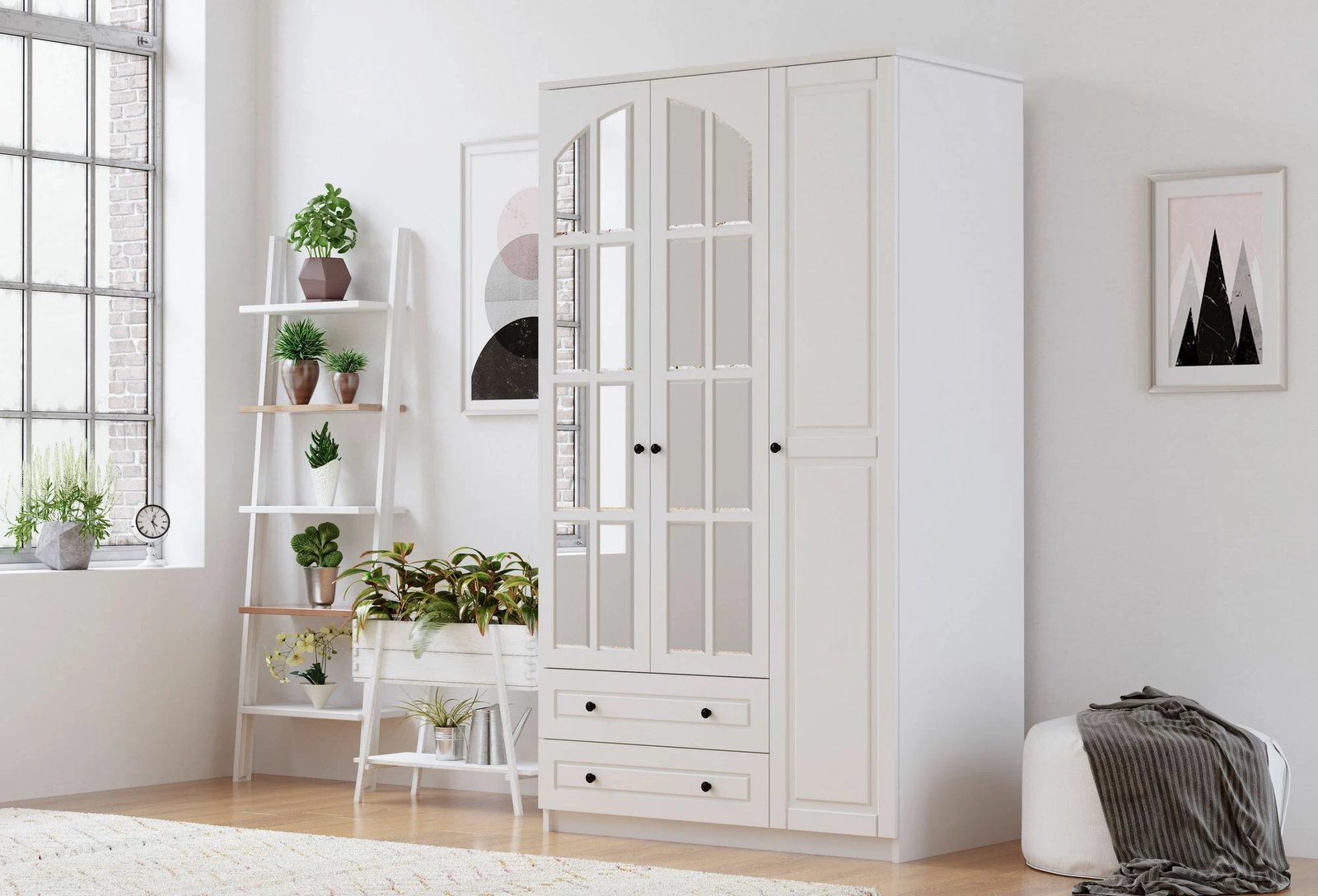 Dollap rrobash Skye Decor, ngjyrë e bardhë mat, RB-011