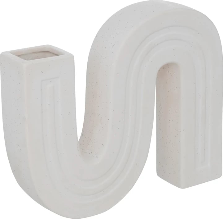 Vazo Snaky qeramike, ngjyrë e bardhë, 25x5x21cm