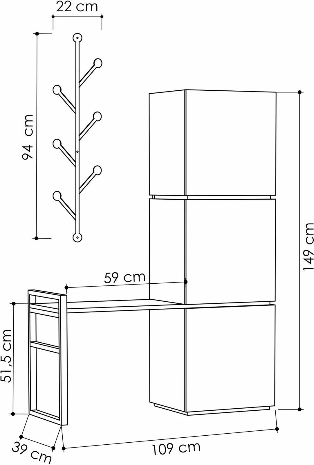Dollap këpucësh Skye Decor, Mello, bardhë-antracit