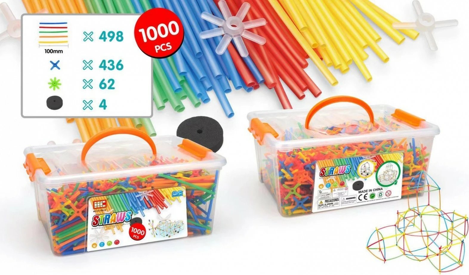 Set lodrash ndërtimi ASKATO Little Geniuses' Blocks, 1000 copë, plastikë, shumëngjyrëshe