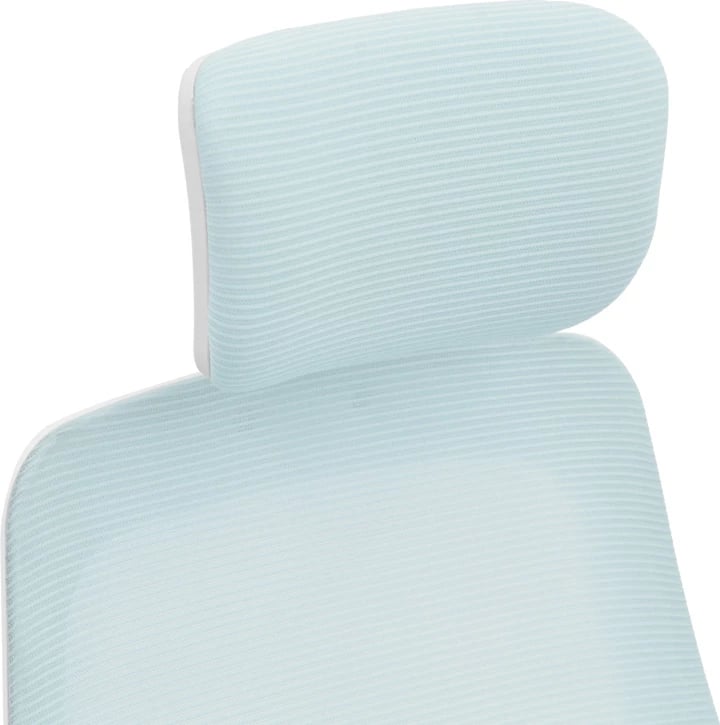 Karrige zyre Peja, material rrjetë, ngjyrë kaltër e çelët, kornizë e bardhë, 58x60x107-117cm