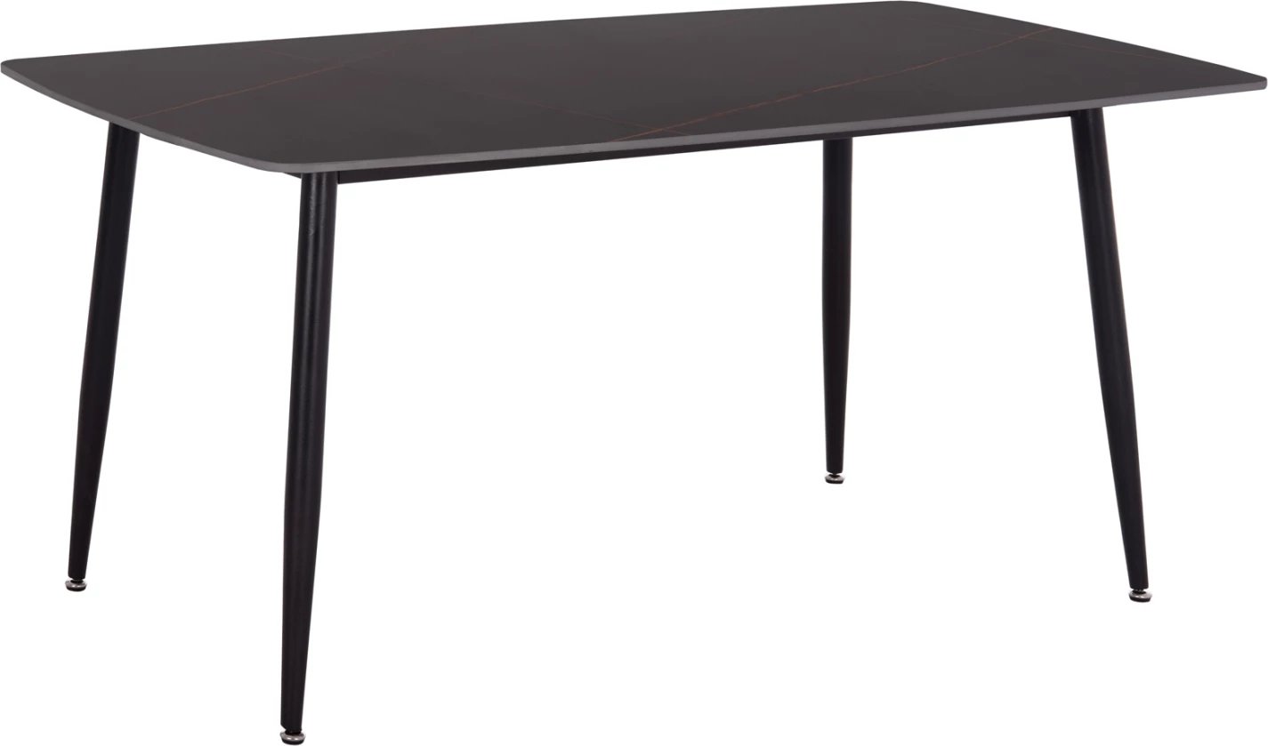 Tavolinë ngrënieje RAVEN, sipërfaqe qeramike, pamje mermeri të zi, 160x80x74cm