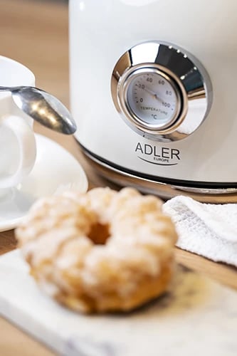 Çajnik elektrik, Adler AD 1346, 1.7L, STRIX, termometër analog, inox, 1850-2200W, bardhë
