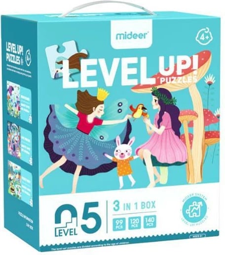 Puzzle Mideer 3 në 1, Level Up 5 "Magic World", 99, 120 - 130 pjesë