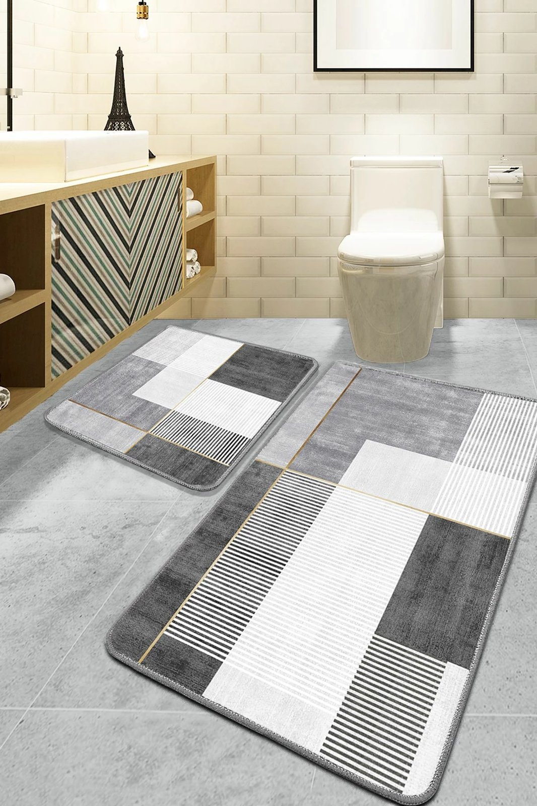 Set tapetash për banjo (2 copë), Mijölnir, Pendor, ngjyrë gri