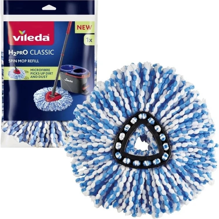 Pad zëvendësues për mop Vileda H2prO, mikrofibër, Blu/Bardhë