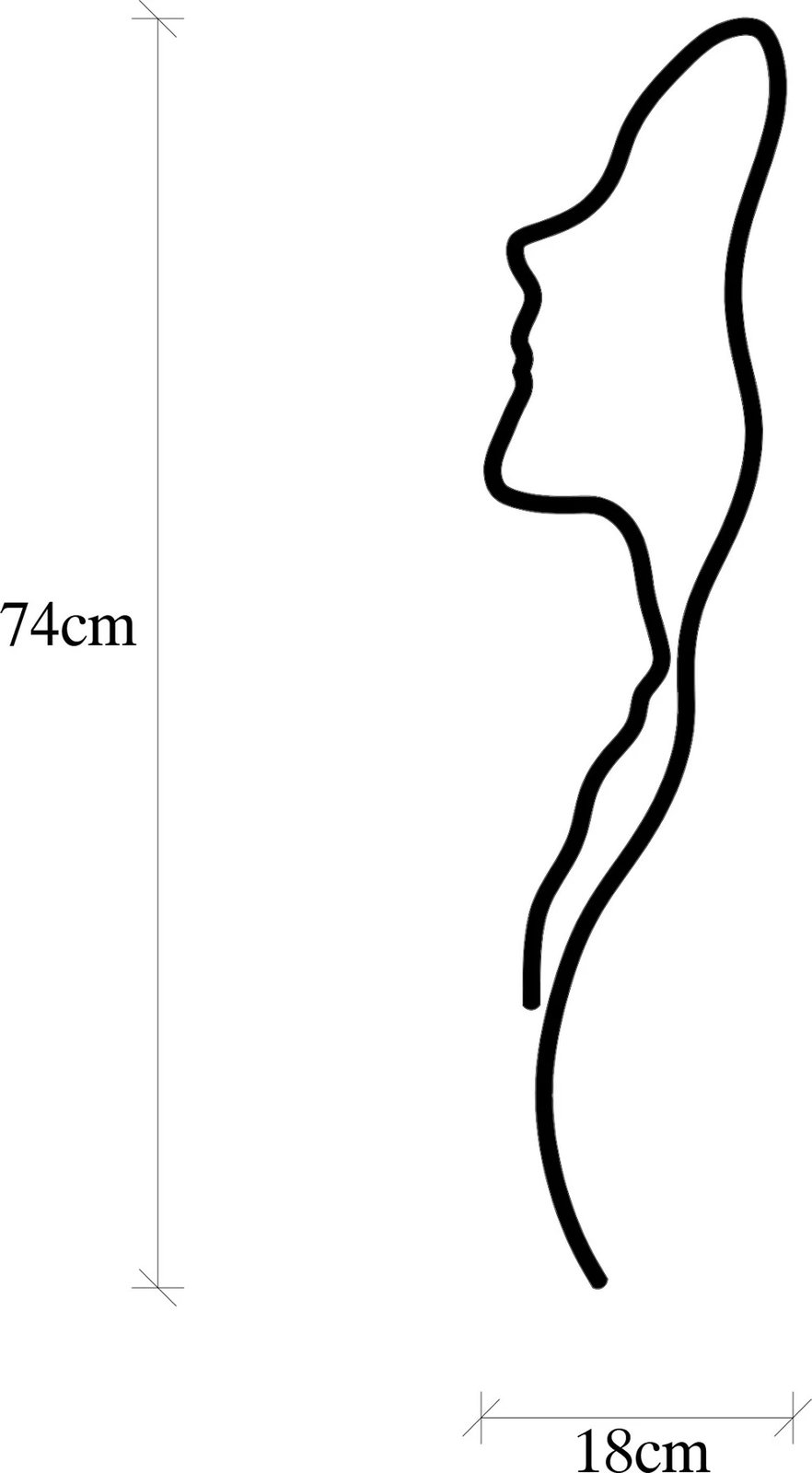 Aksesor dekorativ metalik për mur, profil fytyre gruaje, Wallity