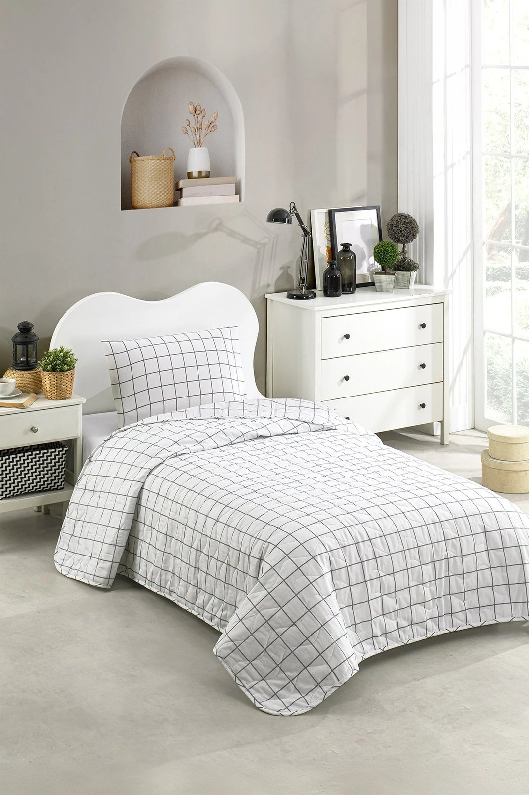 Mbulesë krevati teke L'essentiel, Artus, gri