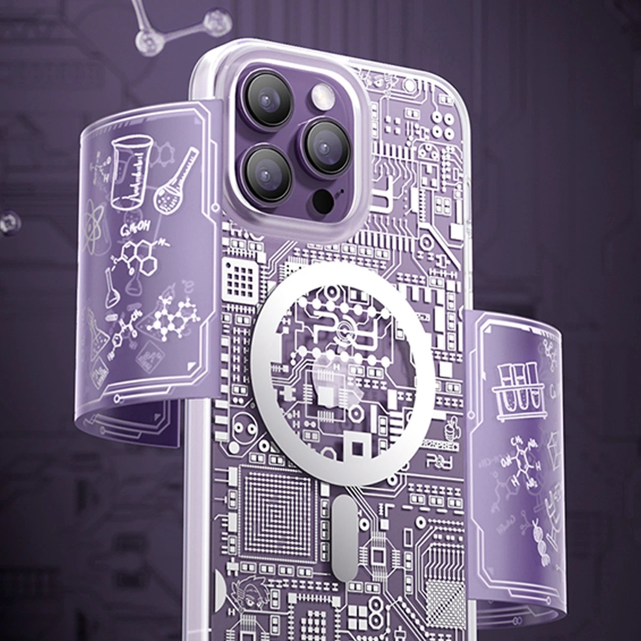 Mbështjellës Kingxbar PQY Geek Series për iPhone 14 Pro Max, MagSafe, argjend