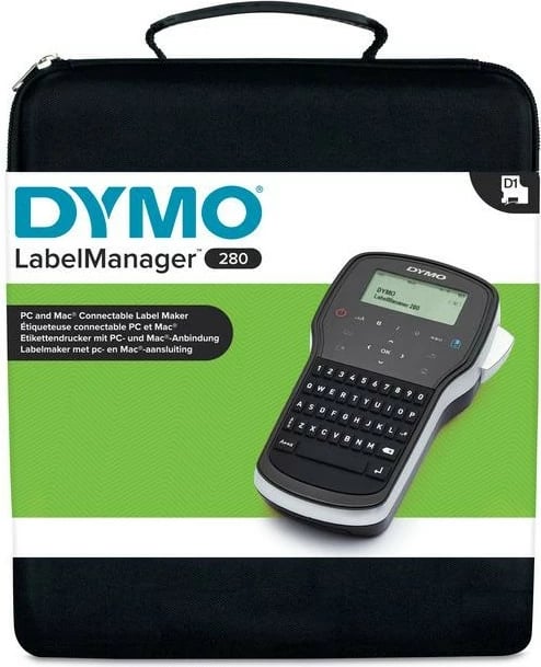 Printer etiketa Dymo LabelManager 280 QWERTZ, LCD, USB, Li-Ion, zi, argjendtë