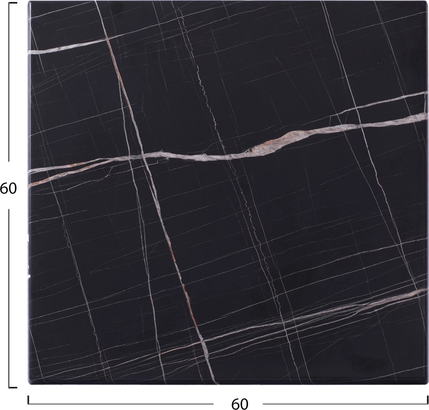 Sipërfaqe tavoline katrore, pamje mermeri të zi, 741 FH1, 60x60cm