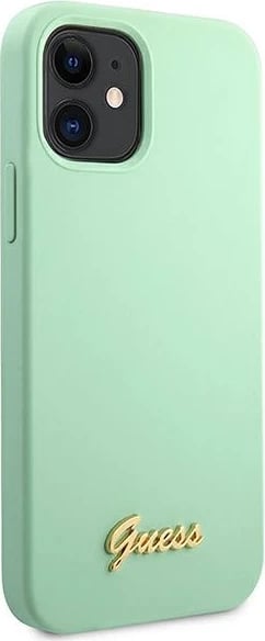 Mbështjellës Guess GUHCP12SLSLMGGN për iPhone 12 mini 5.4", silikon, e gjelbër