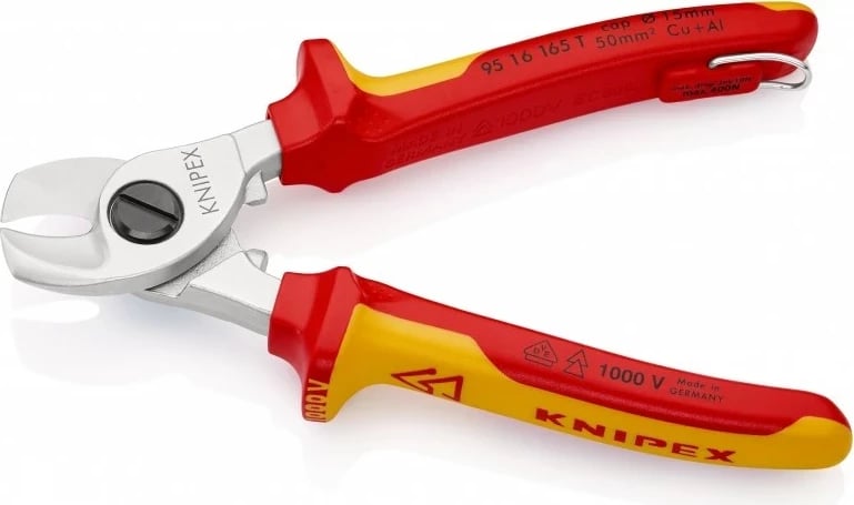 Krimpues kabllosh Knipex 95 16 165 T, 165 mm, Metal/Plastik, Zi/Verdhë