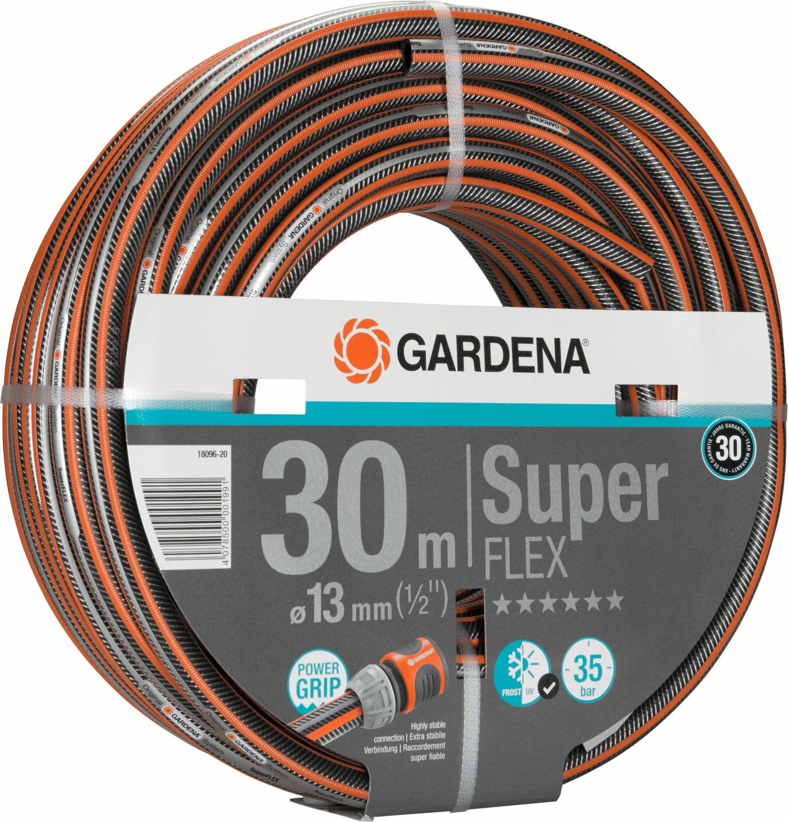 Zorrë uji GARDENA Premium SuperFLEX 30m, 13mm, gri/portokalli