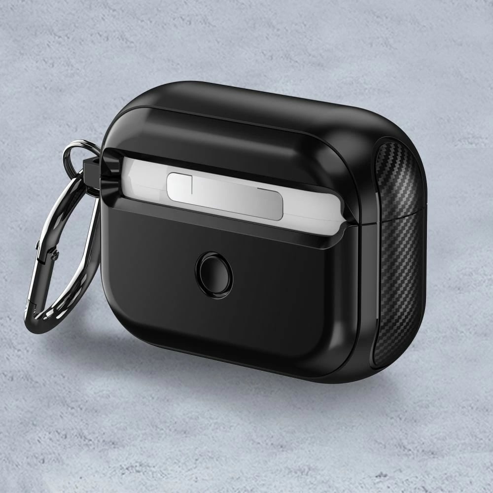 Mbështjellës Tech-Protect Defender me karabiner për AirPods Pro/Pro 2, MagSafe, Zi