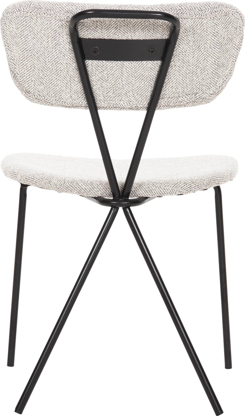 Karrige ngrënieje DORY FH9855.03 kornizë metalike në të zezë, pëlhurë në gri të lehtë 48,5x61x76H cm., set prej 4 copë