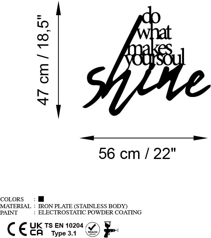 Aksesor dekorativ metalik për mur, Wallity, Makes Shine