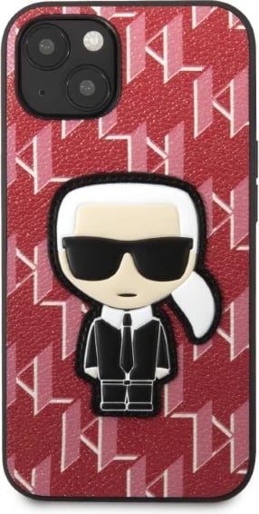 Mbështjellës Karl Lagerfeld KLHCP13SPMNIKPI për iPhone 13 mini 5.4", hardcase, Monogram Ikonik Patch, Kuq