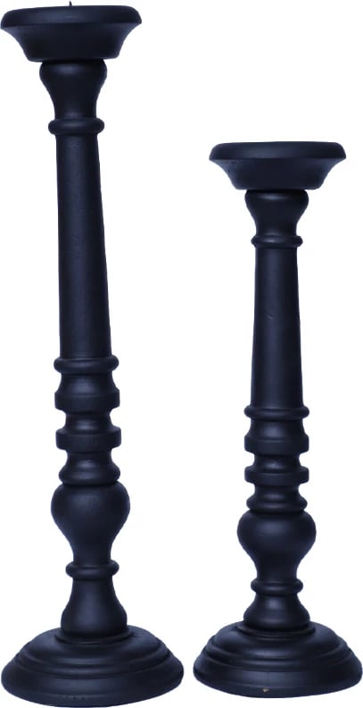 Mbajtëse qirinjsh BERNI, dru mango, e zezë, 13x13x50cm