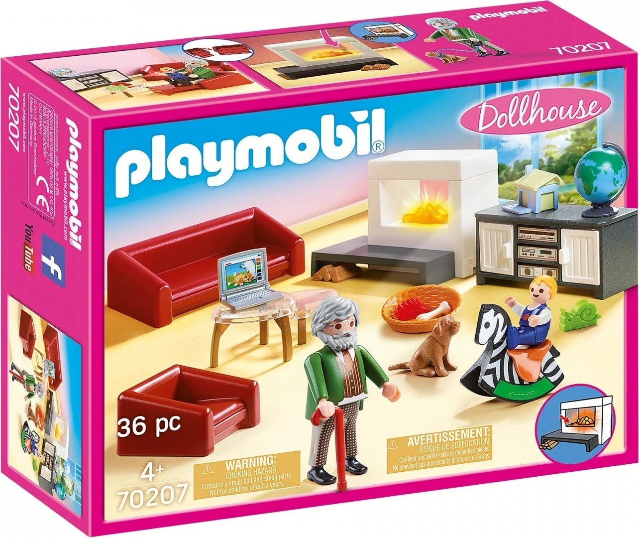 Set lodrash Playmobil Dollhouse 70207 Cozy Living Room, 36 pjesë