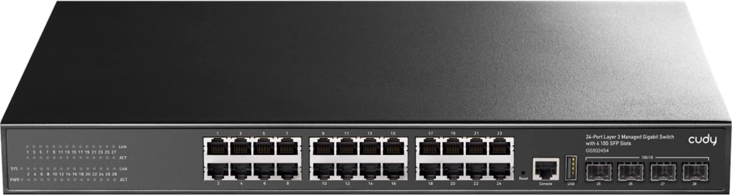 24-Port Layer 3 Managed Gigabit Switch with 4 10G SFP Slots