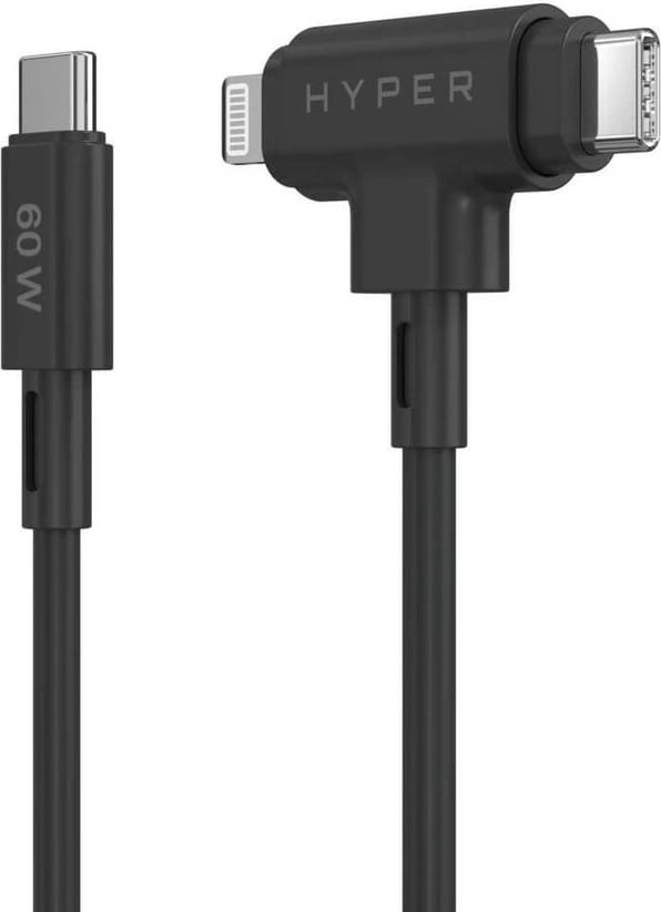Kabllo Targus HyperJuice USB-C në USB-C/Lightning, 1.5m, 60W, e zezë