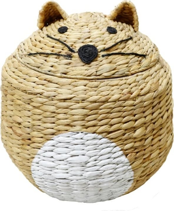 Shportë TIGRO me kapak, 36x36x56, hiacint natyral-bardhë, hekur