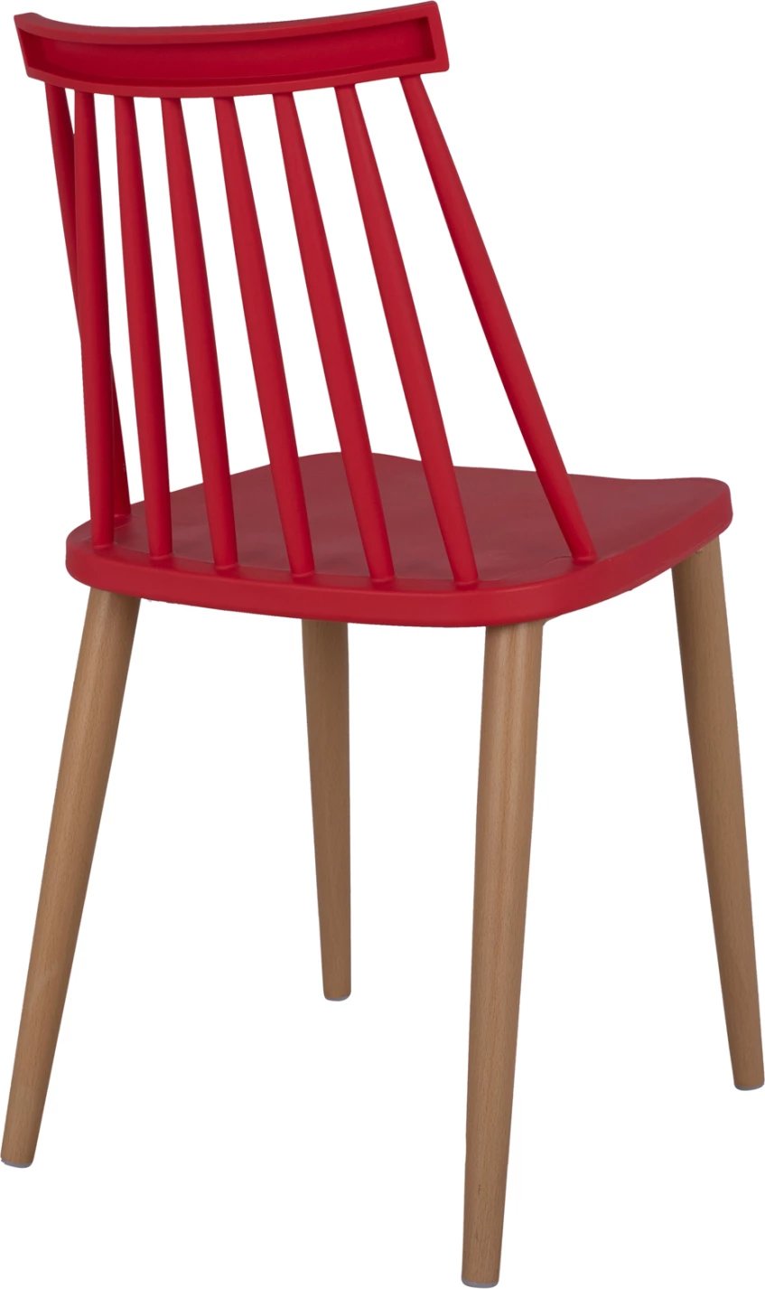 Karrige ngrënieje Vanessa e kuqe me këmbë metalike 42,5x47x81,5cm, set prej 4 copë