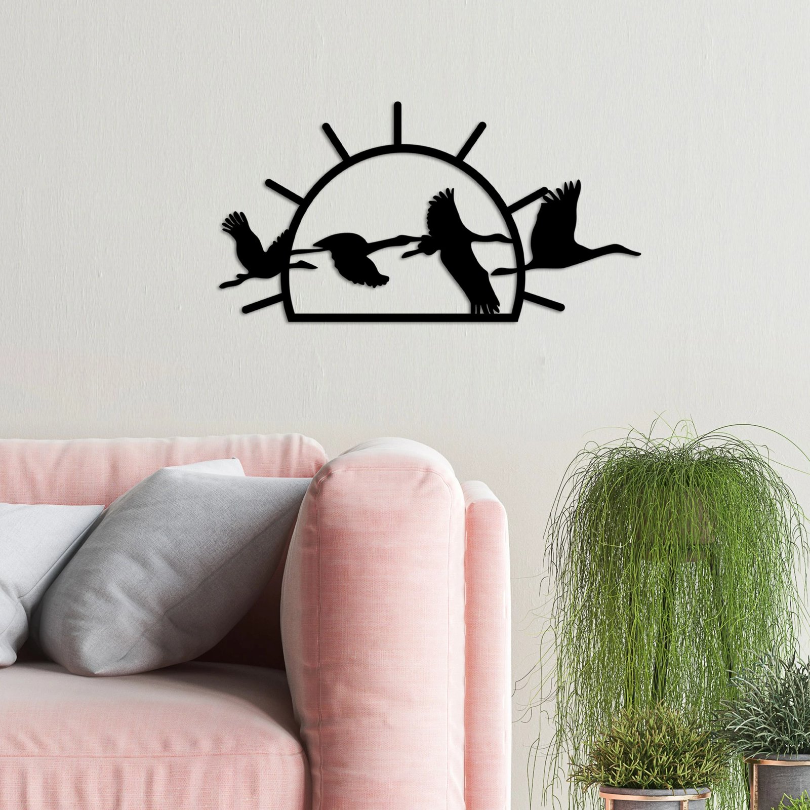 Aksesor dekorativ metalik për mur, zogj migrantë, Wallity, M