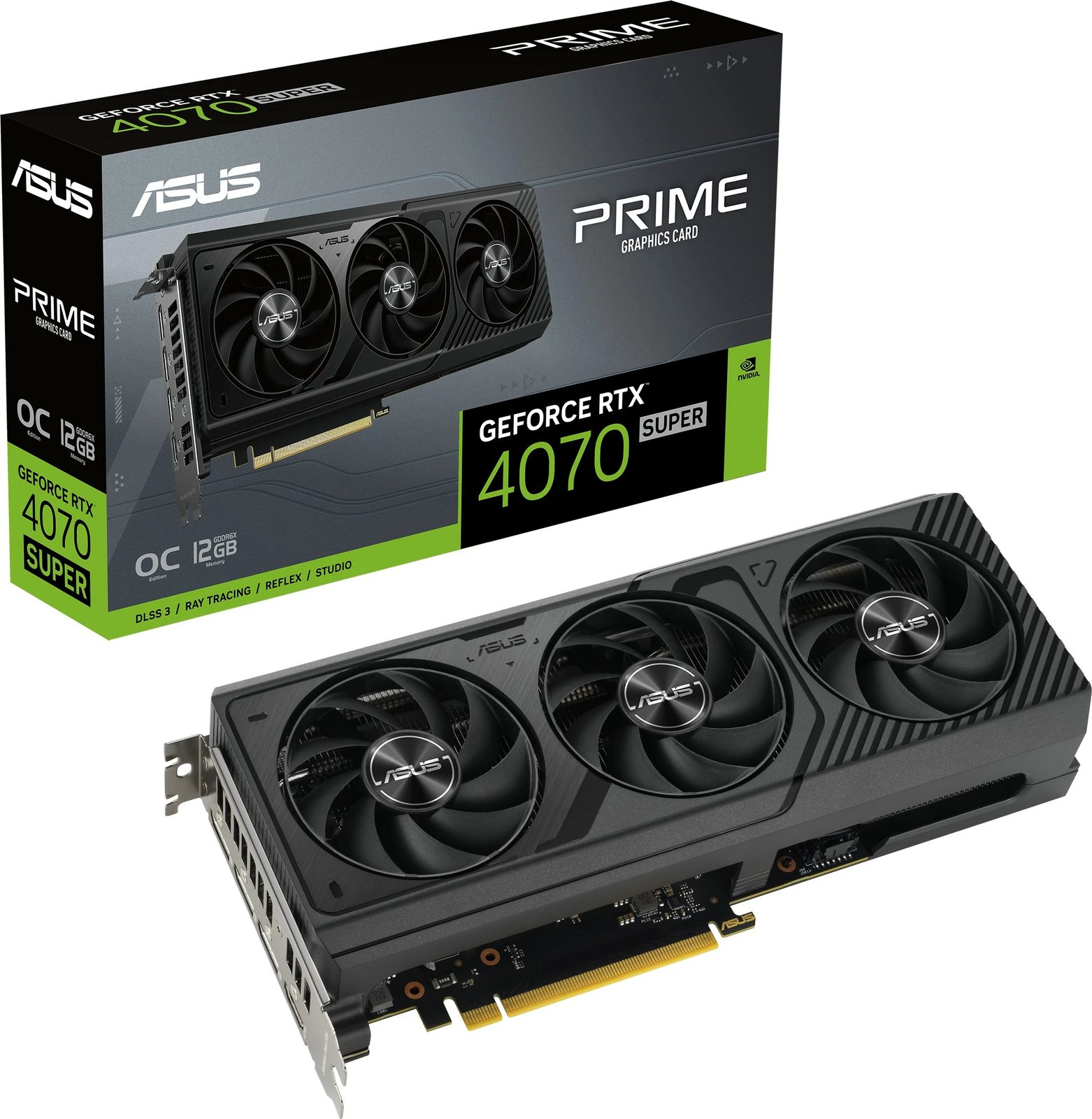 Kartelë grafike ASUS Prime RTX4070S-O12G, GeForce RTX 4070 SUPER, 12 GB, GDDR6X, PCI Express 4.0, e zezë