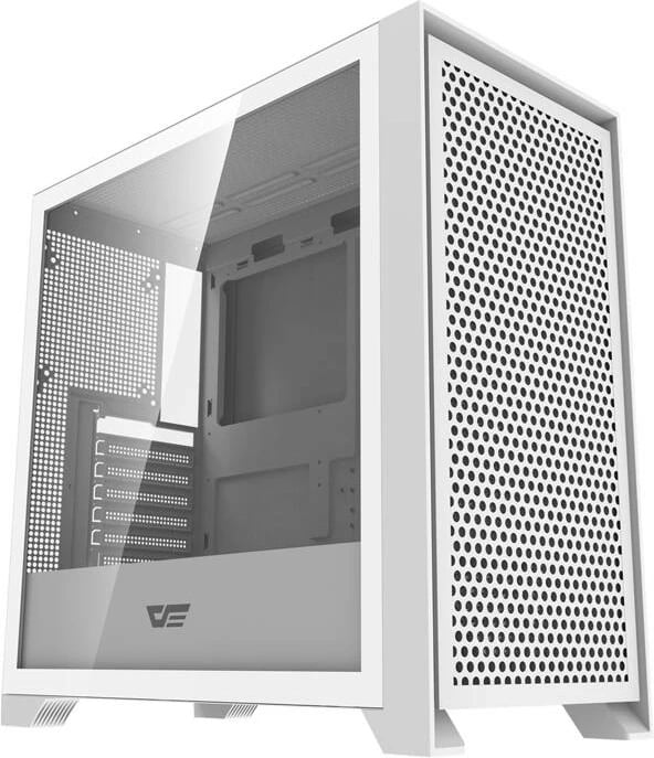 Kasë Darkflash DRX90 Mesh, Mid Tower, 4 ventilatorë RGB, xham i temperuar, e bardhë