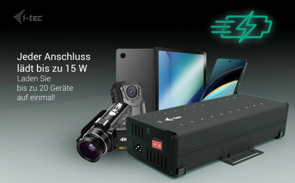 HUB USB-C/USB-A i-tec, 20 porta, 15W për port, 300W, i zi