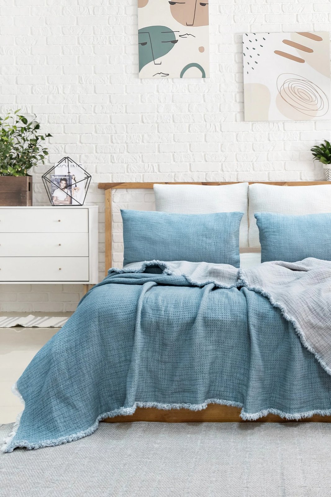 Set mbulesë dysheku dopio, Alda, ngjyrë kaltër