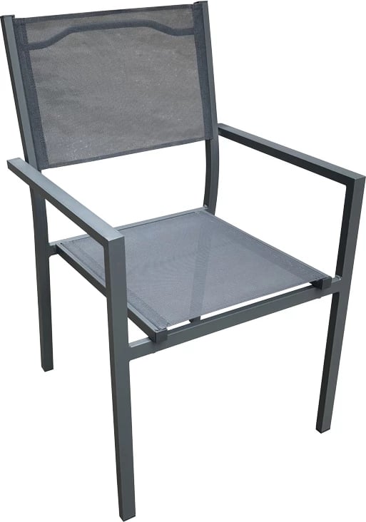 Tavolinë me karrige, 5 pjesë, alumini anthracite dhe dru natyral, 140x80x72.5cm