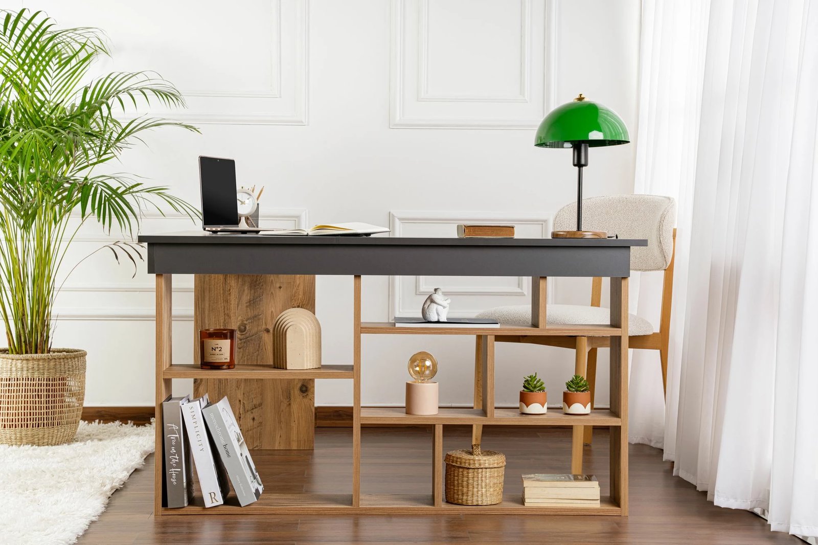 Tavolinë pune Nordure, Vesper, anthracite dhe Atlantic Pine