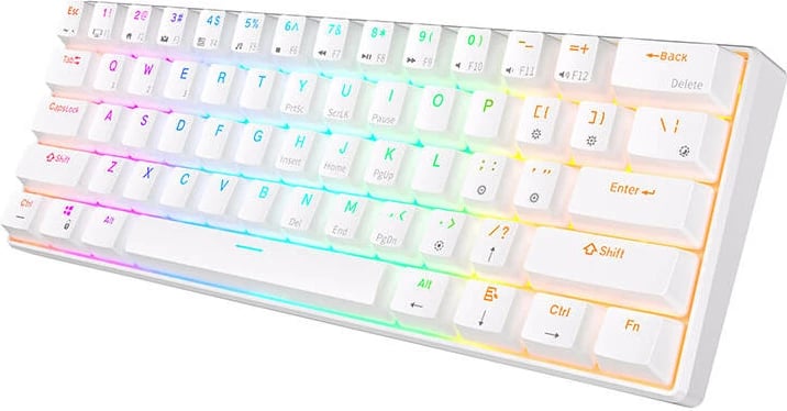 Tastierë mekanike Royal Kludge RK61, 61 taste, RGB, brown switch, e bardhë