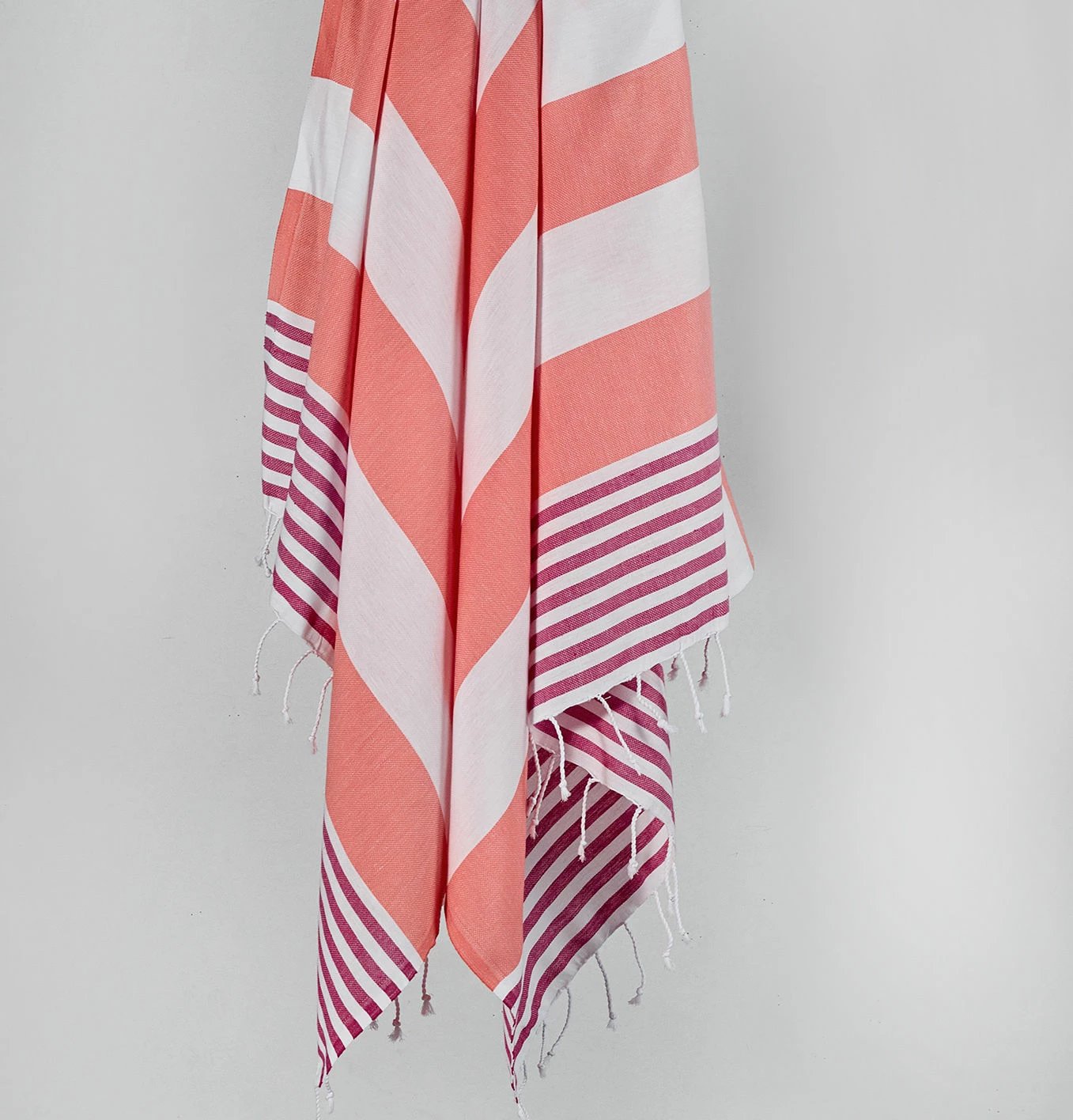 Peshqir plazhi Fouta, Mijolnir Sultan, fuchsia-bardhë, 100x180cm