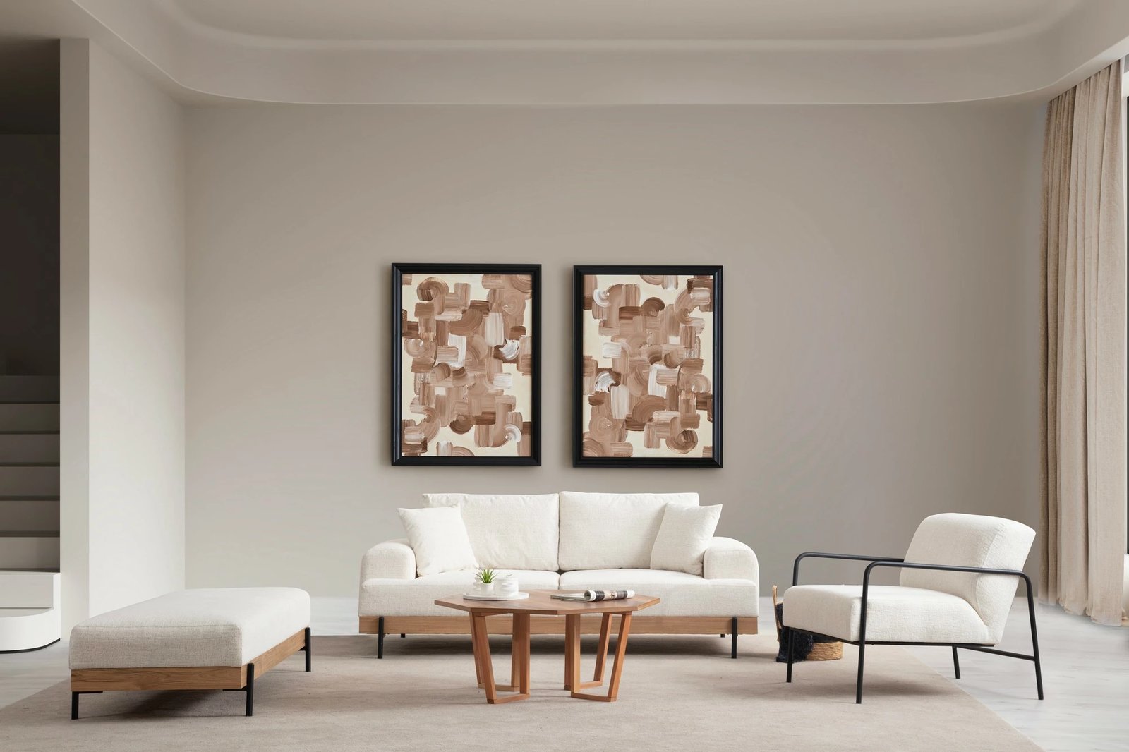 Pouf Atelier del Sofa, ngjyrë e bardhë, Eti Oak