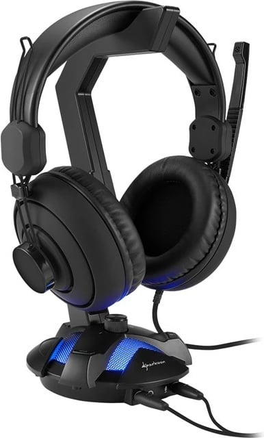 Mbajtëse kufjesh Sharkoon X-Rest 7.1, me ndriçim LED, e zezë